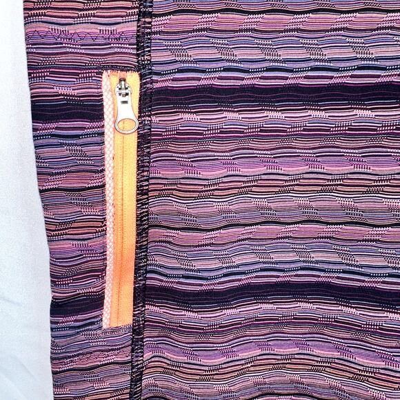 Lululemon Women's Size 10 Multicolor Coral Zipper Pocket Striped Ankle Leggings - Picture 3 of 9